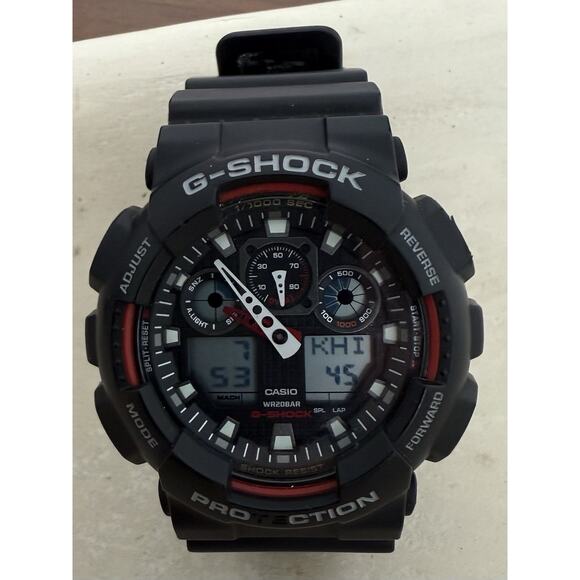 Casio G-Shock GA-100 Black & Red Analog Digital Shock Resistant Watch WR200M - Picture 8 of 16